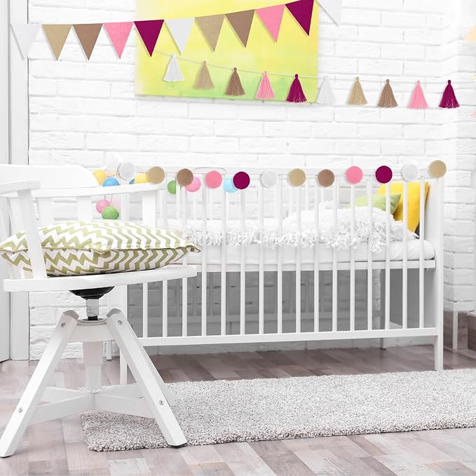 Irenare 9.8 ft Pom Pom Garland for Classroom Felt Rainbow Garland Back to - Image 7