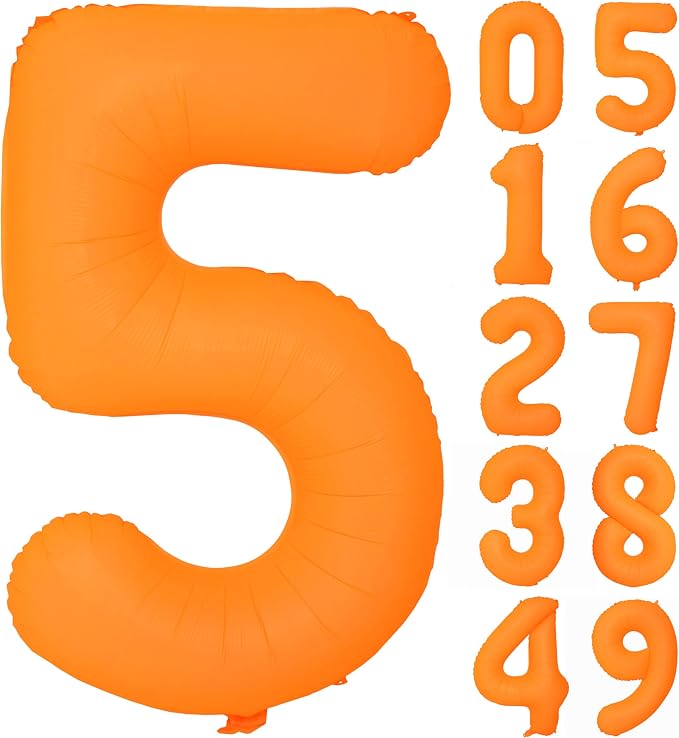 Orange Birthday Number 5 Balloon 40 inch Fluorescent Orange Number 5 | Helium by Exquisitehighqualitypartydecorationstomeetyoureveryneed%EF%BC%81