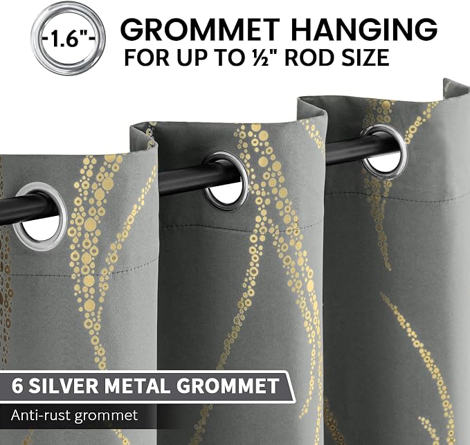 Yakamok Grey Light Blocking Curtains - Image 3