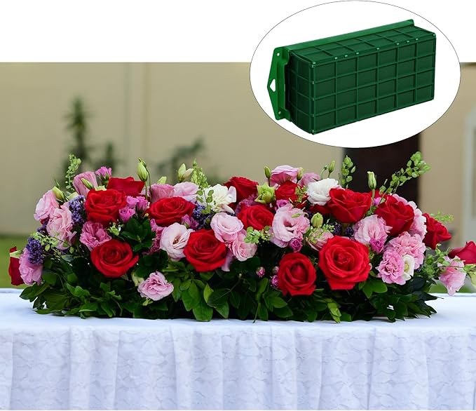 Boao 4 Pieces Floral Foam Cage Holder with Floral Foam for Fresh Flowers Cage Bowl for Table Centerpiece Flower Arrangement, Rectangle, 11.8 x 4.7 x 3.1 Inch