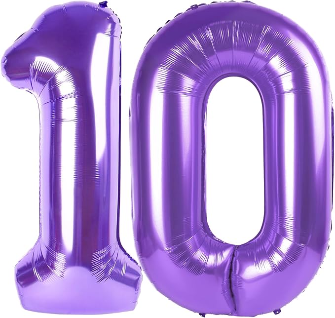Purple Number 10 Balloon 40 Inch, 10th Birthday Decorations Men Women | Foil by IWERP