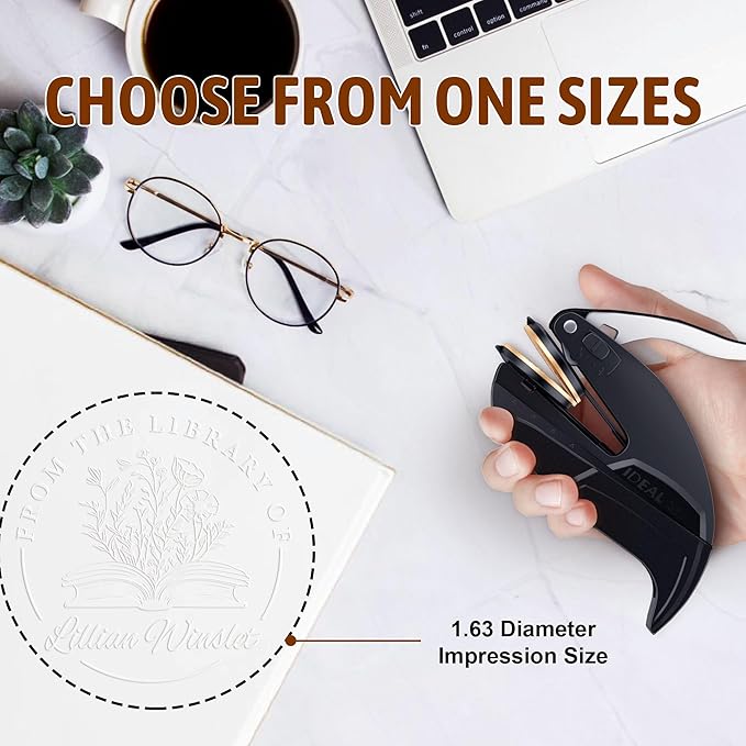 Book Embosser Personalized - Custom Library Embosser Stamp Gifts for Book Lovers, Readers, Teachers (Floral-02)