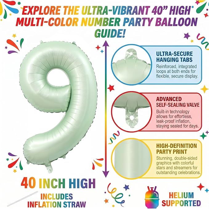 40 Inch Olive Green Number 19 Balloon - Image 2