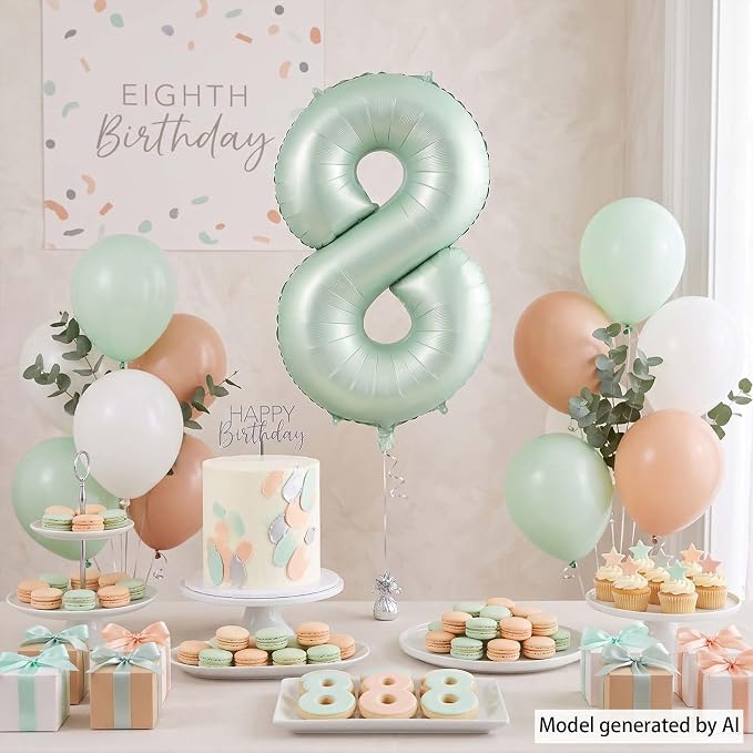Olive Green Number 8 Balloon 40 Inch, Focal Prop - Image 3