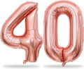 Rose Gold Number 40 Birthday Balloons, 40 Inch Large Rose Gold Mylar Foil by Lingqiang