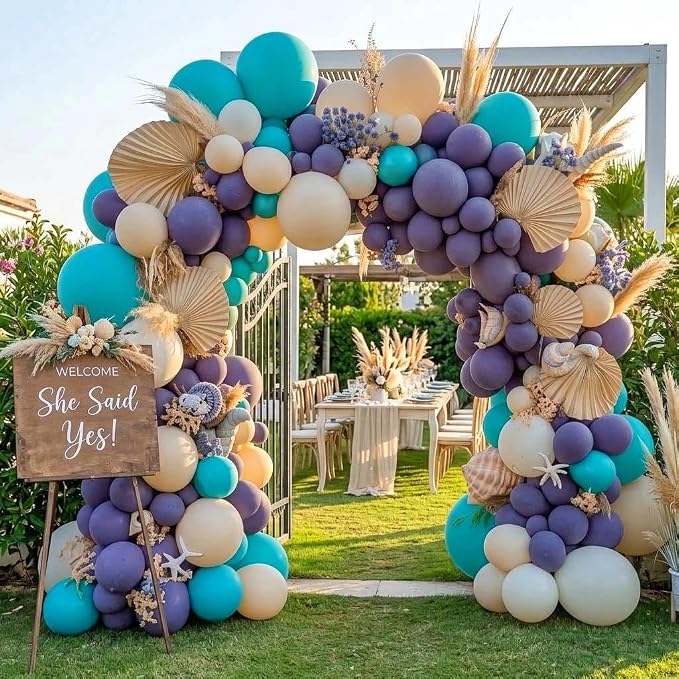 Teal Balloons Turquiose Double Stuffed Balloon Garland Arch Kit Latex Different - Image 2