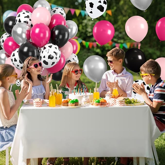 Cow Printed Balloons Pink and Black, Metallic Silver Pastel Hot Pink Black - Image 8