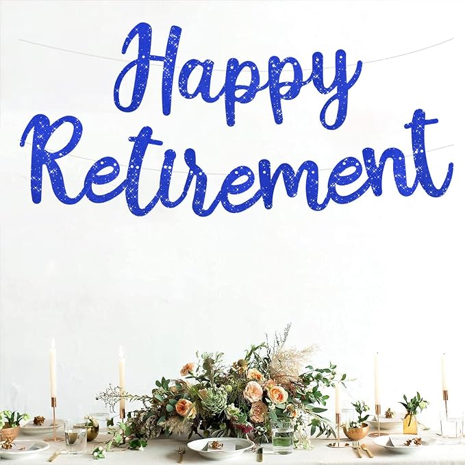 BEISHIDA Pre-Strung Glitter Blue Happy Retirement Banner Party Decoration | NO - Image 6