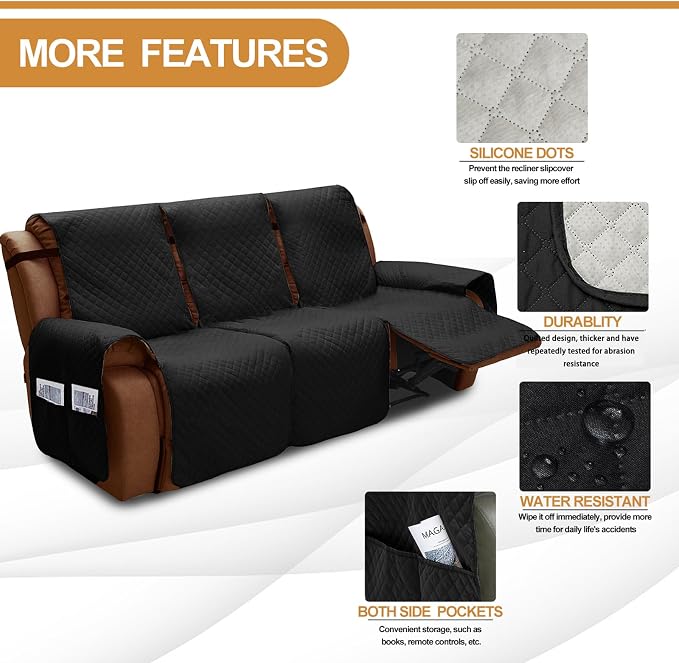 XINEAGE Water Resistant Recliner Cover, 3 Seat Sofa Covers - Image 2