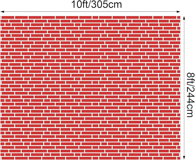 VitalCozy 10x8 ft Red Brick Wall Backdrop Fabric Brick Photo Background | Large - Image 2