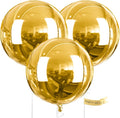 PartyWoo Metallic Gold Large Round Giant 4D Foil Balloons 3pcs 50 Inch | 50 Inch by PartyWoo