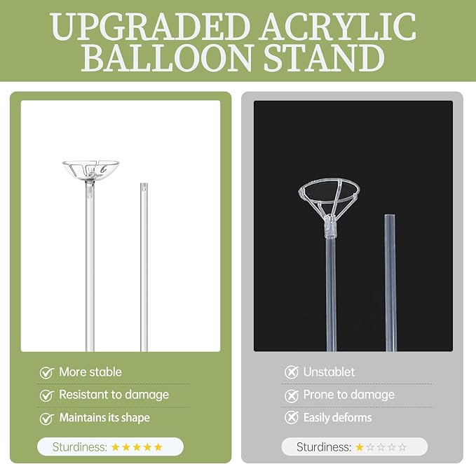 Aneco 6 Pieces Clear Acrylic Balloon Stand Set 23.6 Inches Height Balloon - Image 5