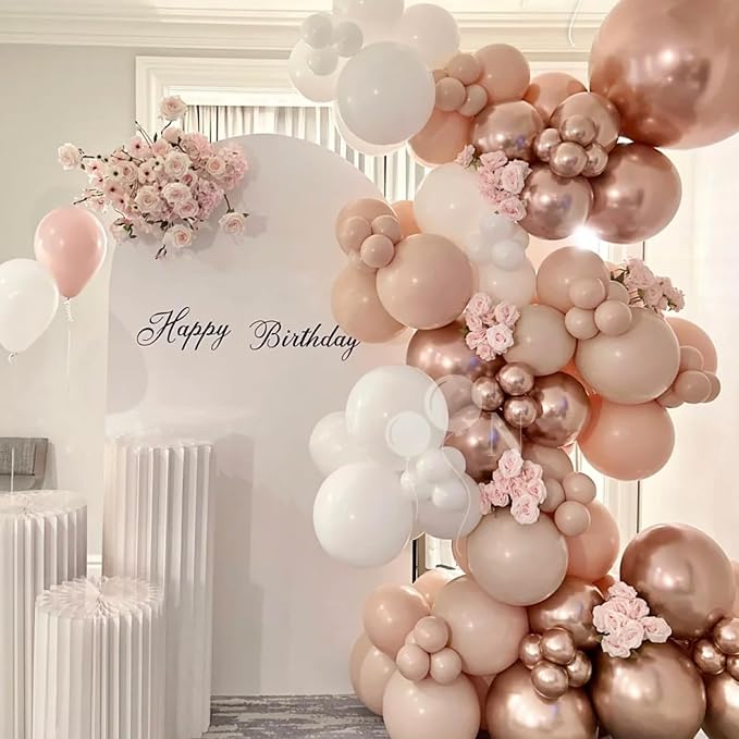 Voircoloria 130pcs Rose Gold Balloons Garland Arch Kit, 18 12 10 5 Inch | - Image 4