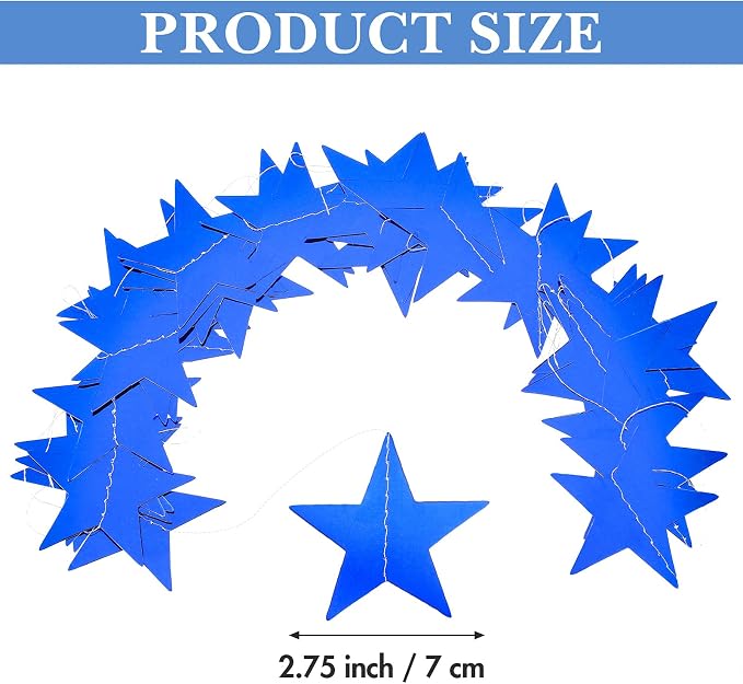 Patelai 130 ft Star Garland Banner Decor, Royal Blue - Image 2
