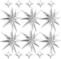 Explosion Star Foil Balloons- 12 Point Star Balloons Silver Spike Balloons | by PSKJATIN