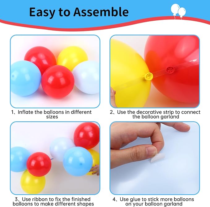 RUBFAC Carnival Balloons Garland Arch Kit, Canival Circus Balloons - Image 3