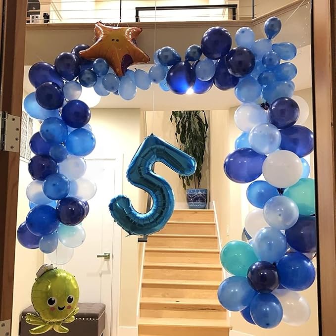 40" Blue Number 7 Balloon for Boys, Large Self Inflating Foil Number Balloons - Image 5