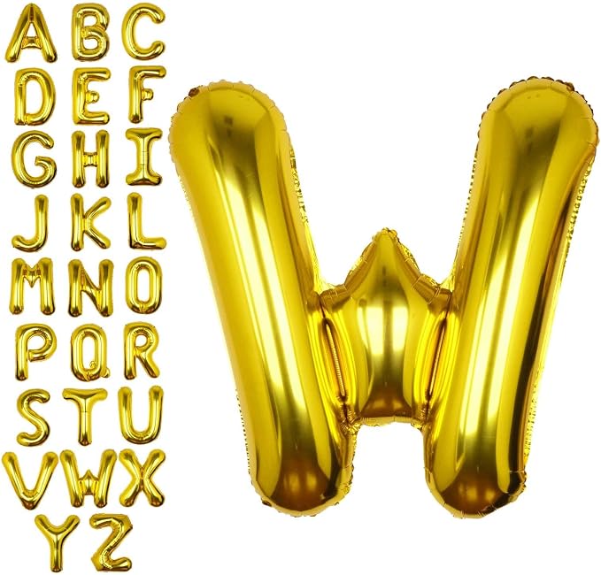 40 Inch Gold Letter W Balloon Big Foil Helium Letter Balloons A-Z | Giant Large by SULALABOO