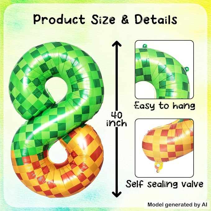 40 Inch Pixel Foil Number 18 Balloon - Image 2