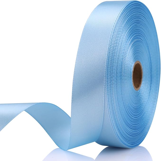 7/8 Inch 60 Yards Sky Blue Satin Craft Ribbon-Single Face Polyester Ribbon by Unknown