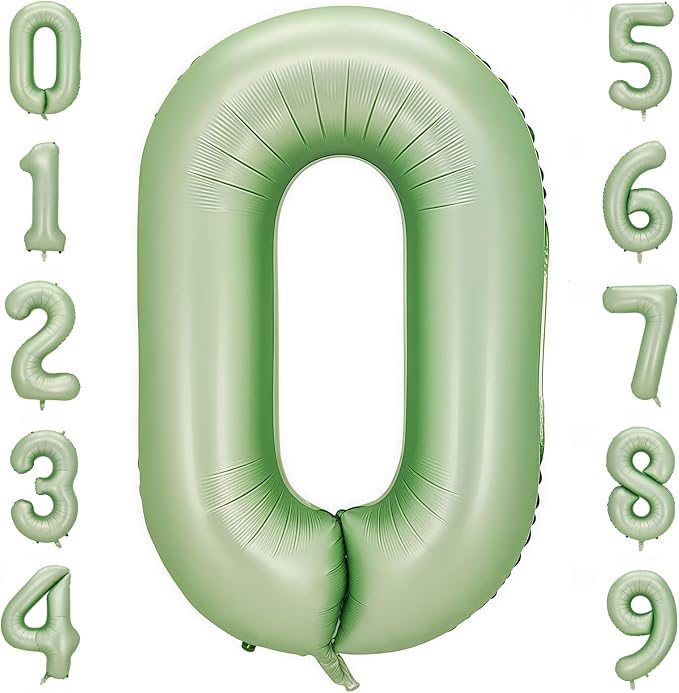 Sage Green 0 Number Balloon, Olive Green 0 Balloons 40 Inch Large Helium Foil by BBPOOL