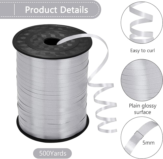 500 Yards Silver White Curling Ribbon Balloon Ribbon Balloon Stringfor Wedding - Image 2