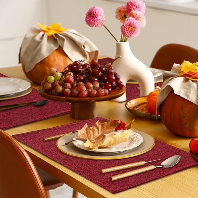 Homaxy Cloths Placemats for Dining Table Set of 6, Cotton Linen Blend Table Mats - Image 6