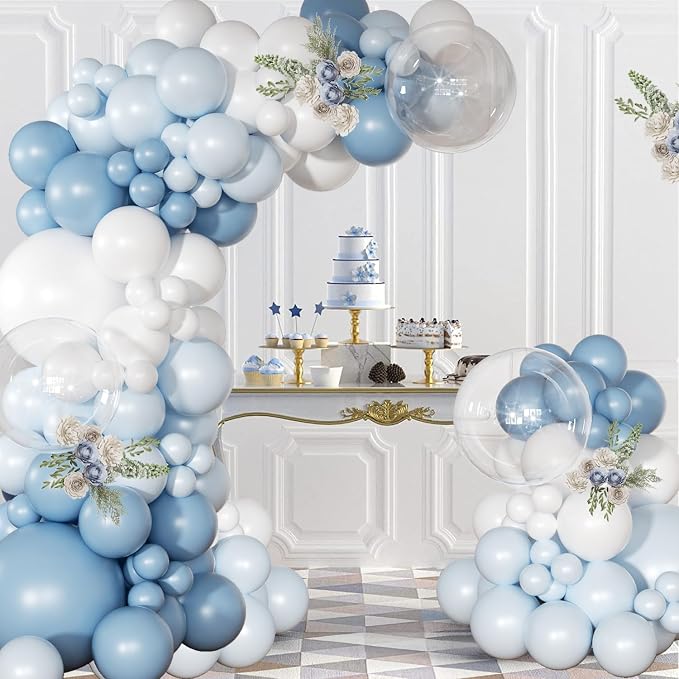 Dusty Blue Balloon Arch Kit Light Blue White Balloon Garland Kit | 126 Pcs - Image 2