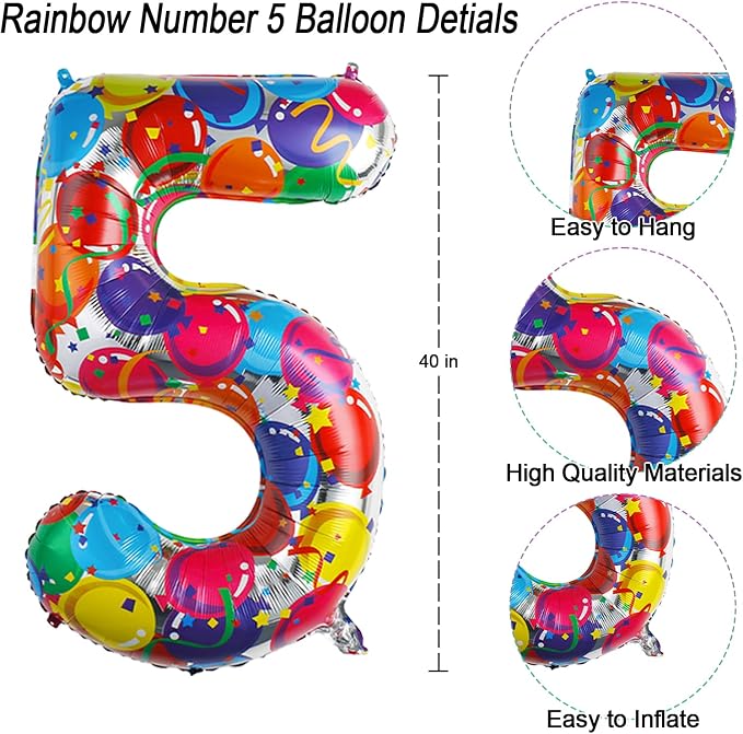 40 Inch Rainbow Balloon Number 15 Balloons, Foil 15th Birthday Party Decor | - Image 4
