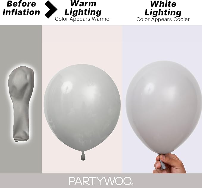 PartyWoo Gray Balloons 120pcs Matte Gray Latex Balloons Different Sizes | 18 12 - Image 3