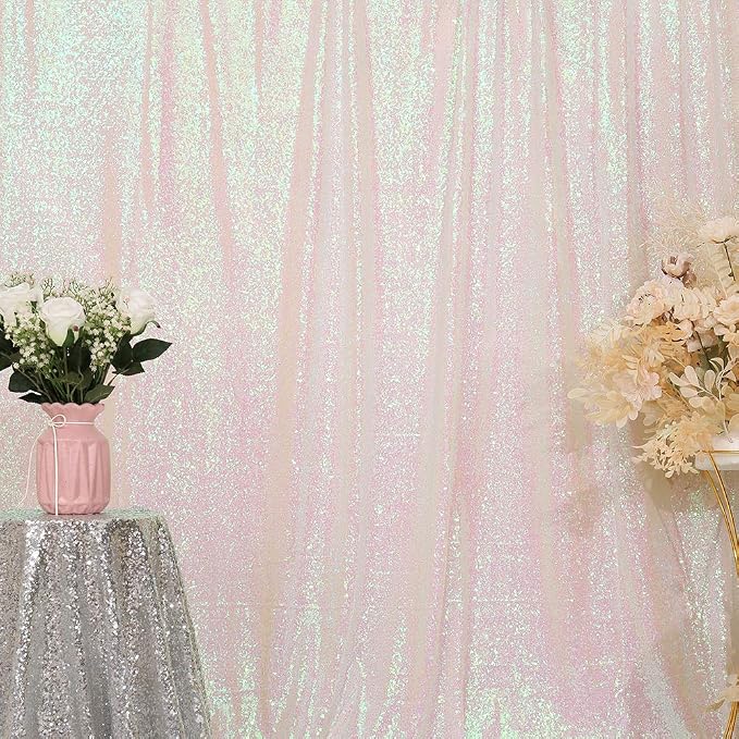 Eternal Beauty White Iridescent 3mm Sequin Backdrop 6x6 Ft - Image 3