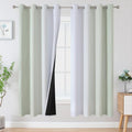 Sage Green and Greyish White Blackout Curtains 72 Inch Length 2 Panels Set by ESTELARTEXTILER