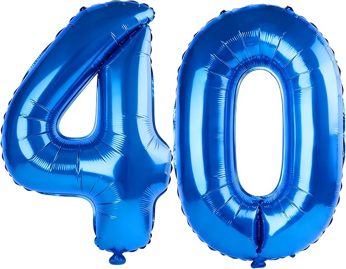 40 Inch Number 40 Balloons for 40th Birthday Party Decorations, 0-100 Dark Blue by FOBELEC