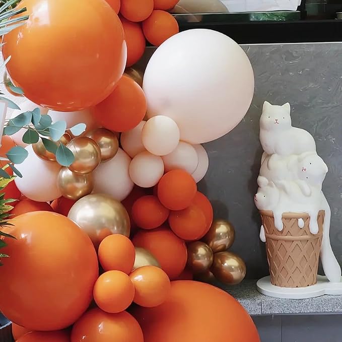 Voircoloria 90pcs Retro Orange Balloons Garland Arch Kit, 18 12 10 5 Inch | - Image 4