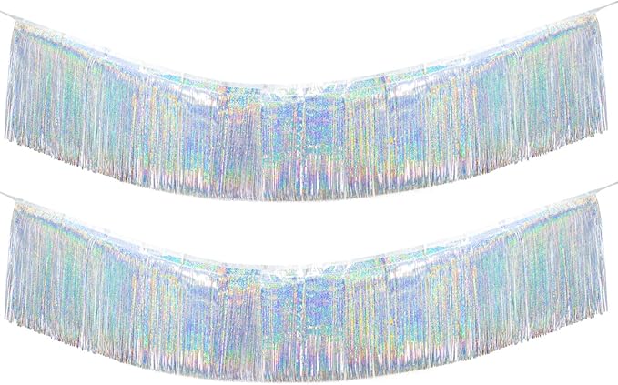 Premium Glitter Silver Fringe Tinsel Garland by LILF