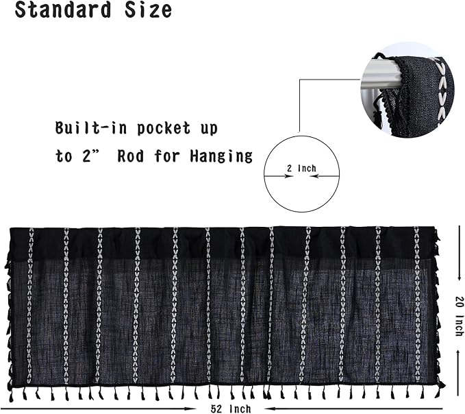 RoomTalks Black Boho Kitchen Valances - Image 6