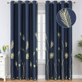 Blackout Curtains Grommet 96 Inches Long Elegant Gold Palm Tree and Wheat Print by ESTELARTEXTILER
