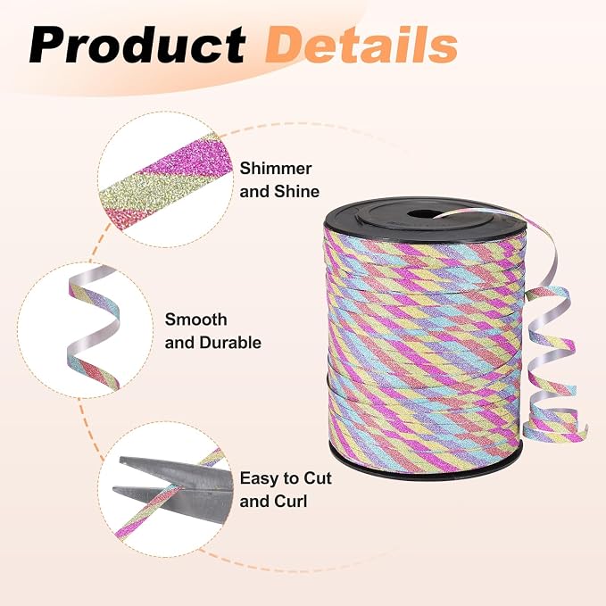 PATIKIL Glitter Curling Ribbon 500yds x 1/5" Plastic Balloon String Ribbon | - Image 3