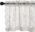 FINECITY Vintage Lace Valance for Windows, Country Rustic Floral Embroidered by FINECITY