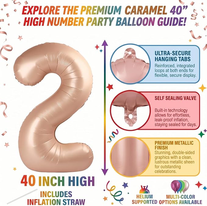 40 Inch Caramel Foil Number 12 Balloon - Image 2