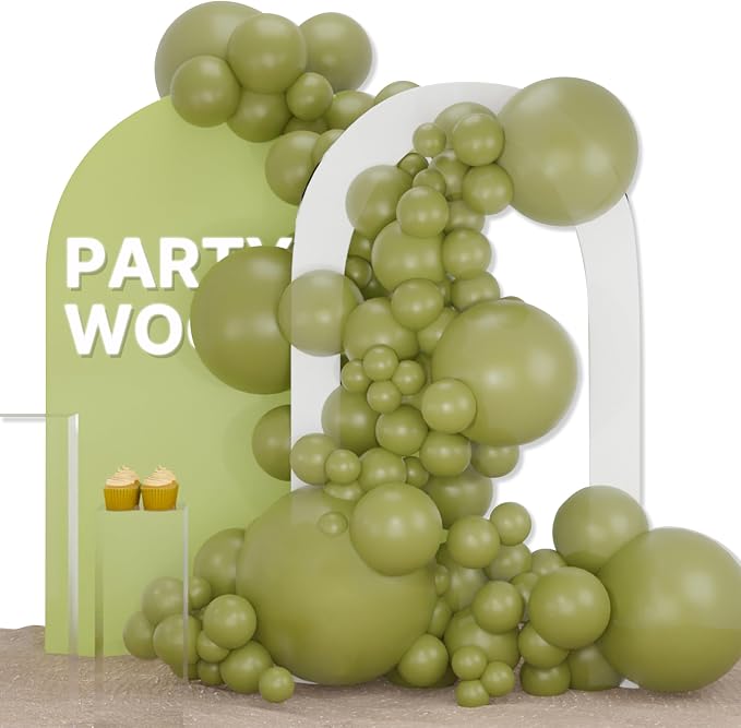 PartyWoo Sage Green Balloons 127pcs Olive Boho Green Color 36 Inch | Different by PartyWoo