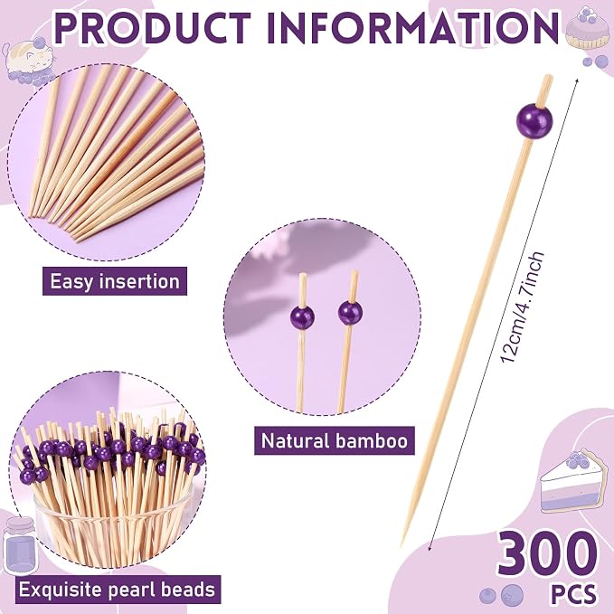 Reallnaive 600 Pcs Cocktail Pick Pearl Fancy Toothpick - Image 2