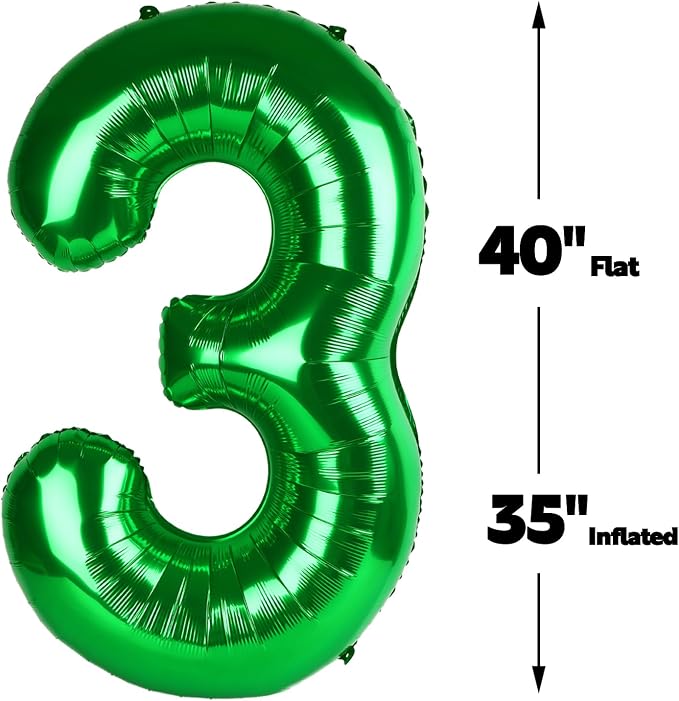 Green 40 Inch 30 Number Balloons, Balloon Decorations - Image 2