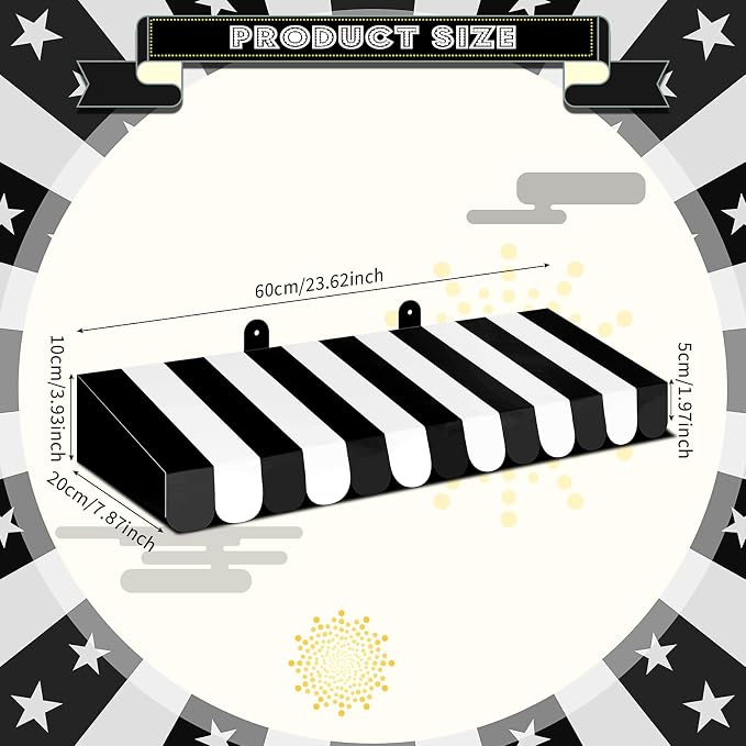 Boao 4 Pack Black and White Circu Awning Decoration 3D Stripe Cardboard Awning - Image 2