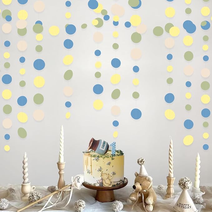 Sage Green Dusty Blue Yellow Beige Polka Dots Garlands Olive Green Macaron - Image 6