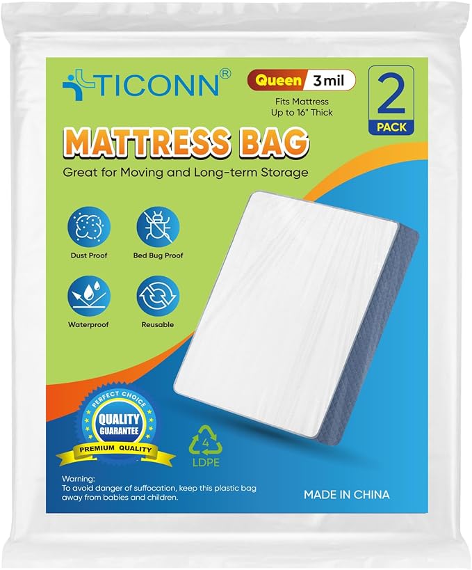 TICONN 2PK Plastic Mattress Bag by TICONN