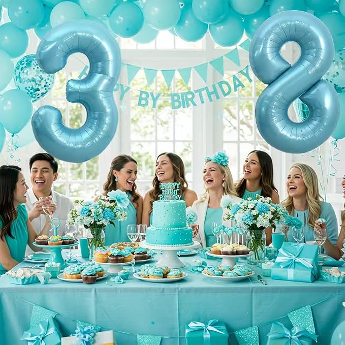 TONIFUL 40 Inch Light Blue Large Numbers 0-9, Number 3 Digital 3 Helium Balloons - Image 6