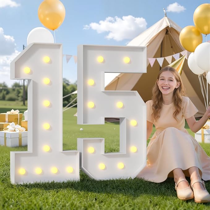 4FT Light Up Marquee Number 18 Warm White Light | Decorations - Image 7