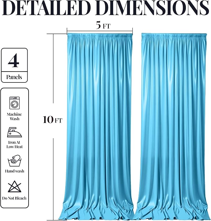20x10ft Sky Blue Glitter Backdrop Curtain - Image 9