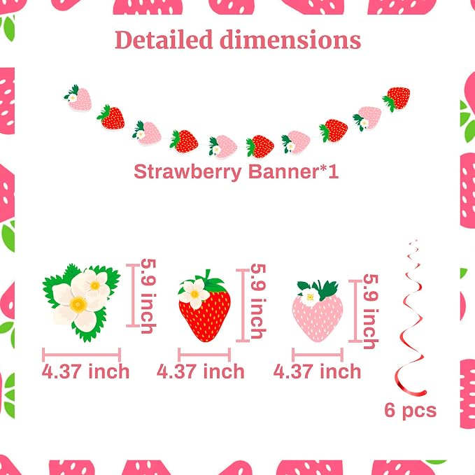 MEETINGU Strawberry Happy Birthday Banner - Image 3